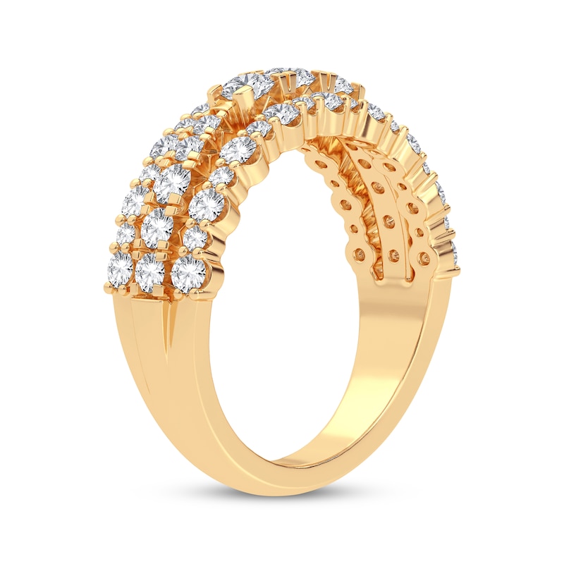 Diamond Three-Row Anniversary Band 1 ct tw Round-cut Yellow Gold Plated