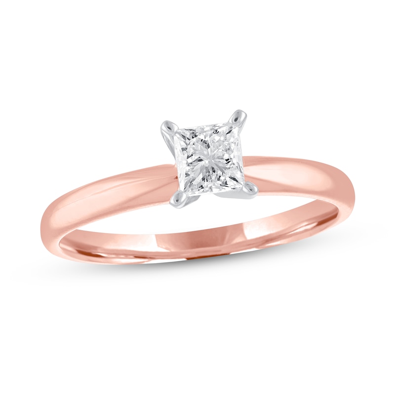Diamond Solitaire Engagement Ring 1/2 ct tw Rose Gold Plated