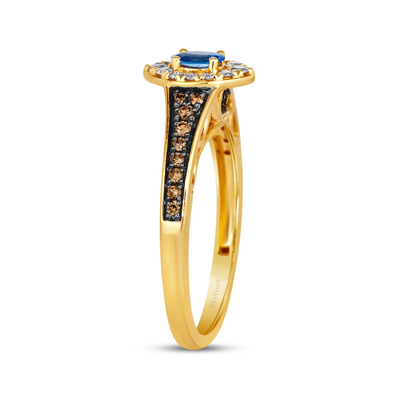 Le Vian Oval-Cut Blue Sapphire Ring 1/3 ct tw Diamonds Honey Gold Plated