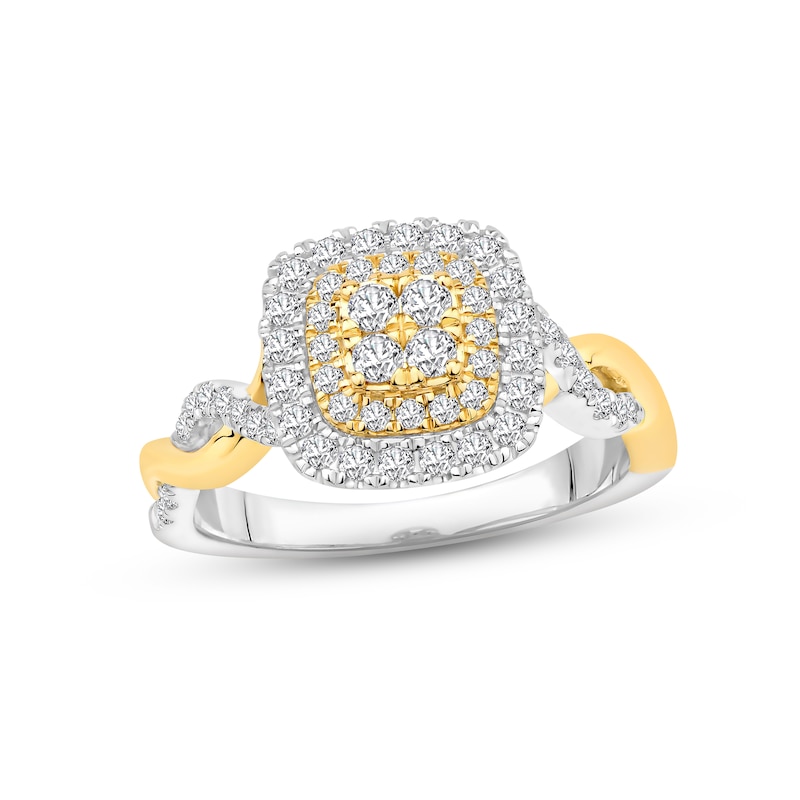 Diamond Engagement Ring 5/8 ct tw Round-cut Two-Tone Gold Plated