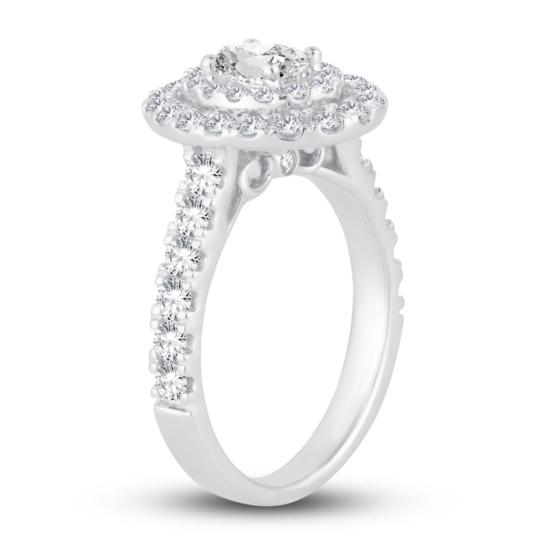 Multi-Diamond Engagement Ring 1-1/2 ct tw Oval & Round-cut White Gold Plated