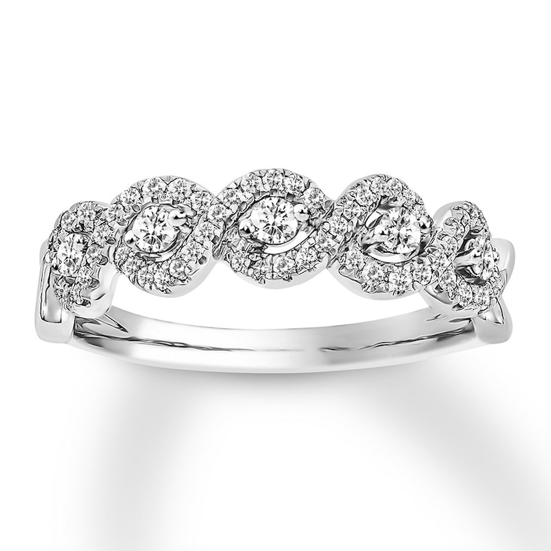 Diamond Anniversary Band 1/3 ct tw Round-cut White Gold Plated
