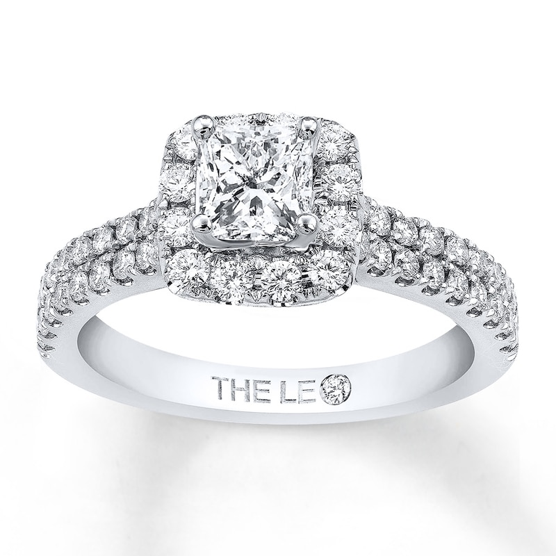 THE LEO Diamond Engagement Ring 1 ct tw Princess & Round-cut White Gold Plated