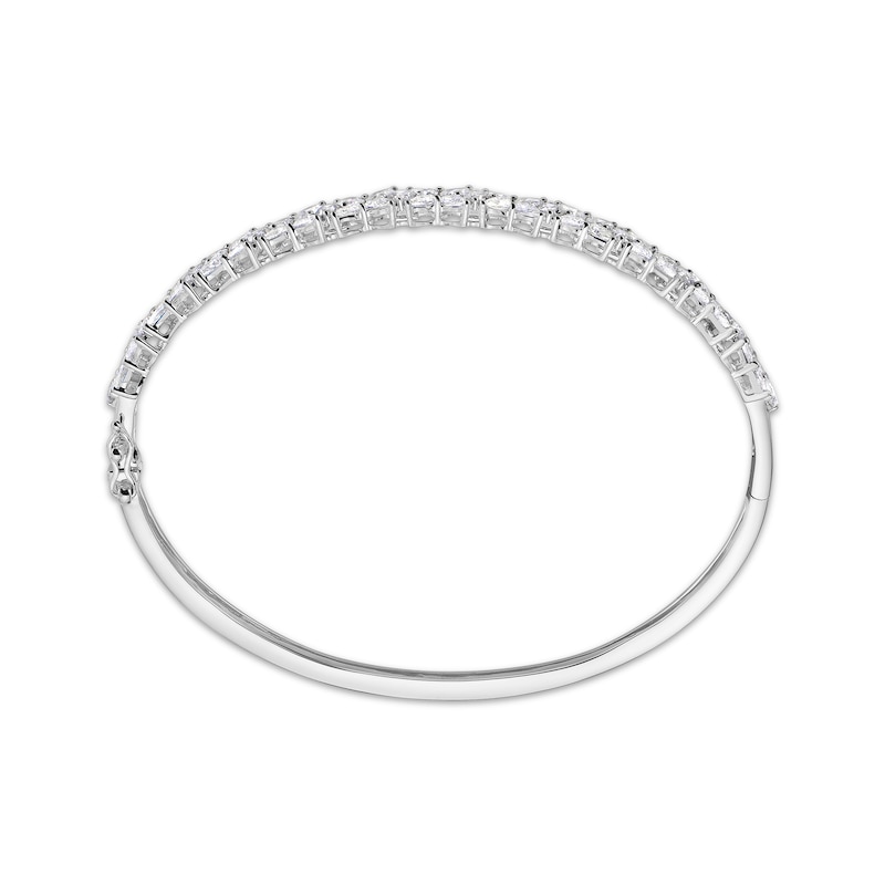 Pear-Shaped Diamond Flower Bangle Bracelet 4-3/4 ct tw White Gold Plated