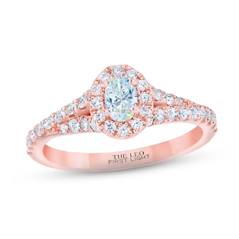 THE LEO First Light Diamond Oval-Cut Engagement Ring 3/4 ct tw Rose Gold Plated