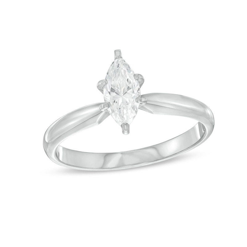 Diamond Solitaire Ring 1/2 carat Marquise White Gold Plated