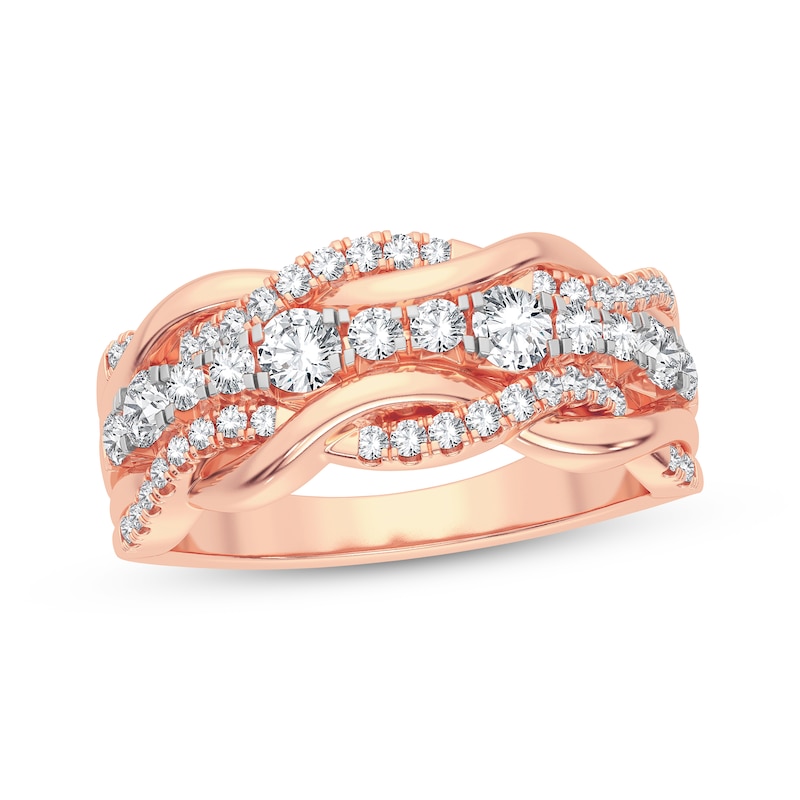 Round-Cut Diamond Multi-Row Twist Anniversary Band 1/2 ct tw Rose Gold Plated