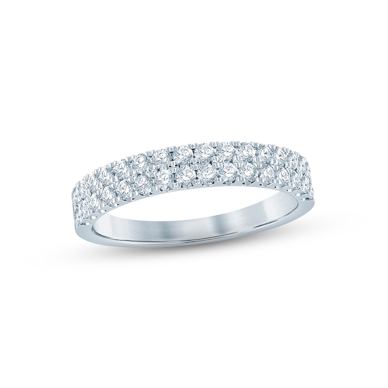 Diamond Anniversary Ring 1/2 ct tw Round-cut White Gold Plated