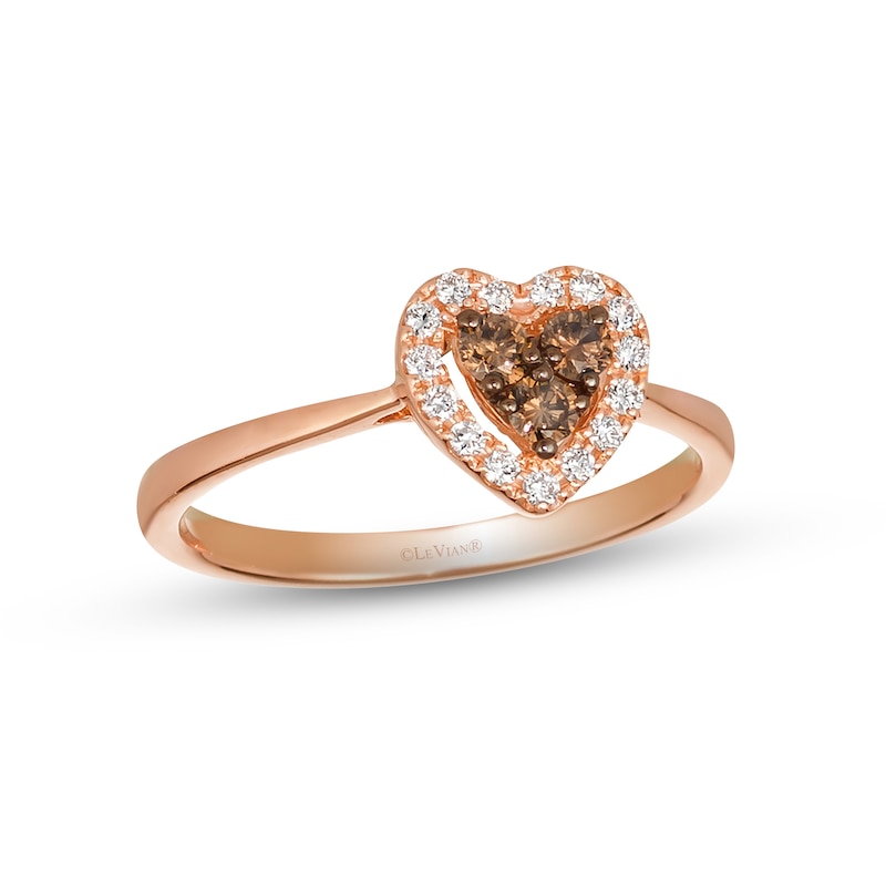 Le Vian Diamond Heart Ring 1/4 ct tw Strawberry Gold Plated