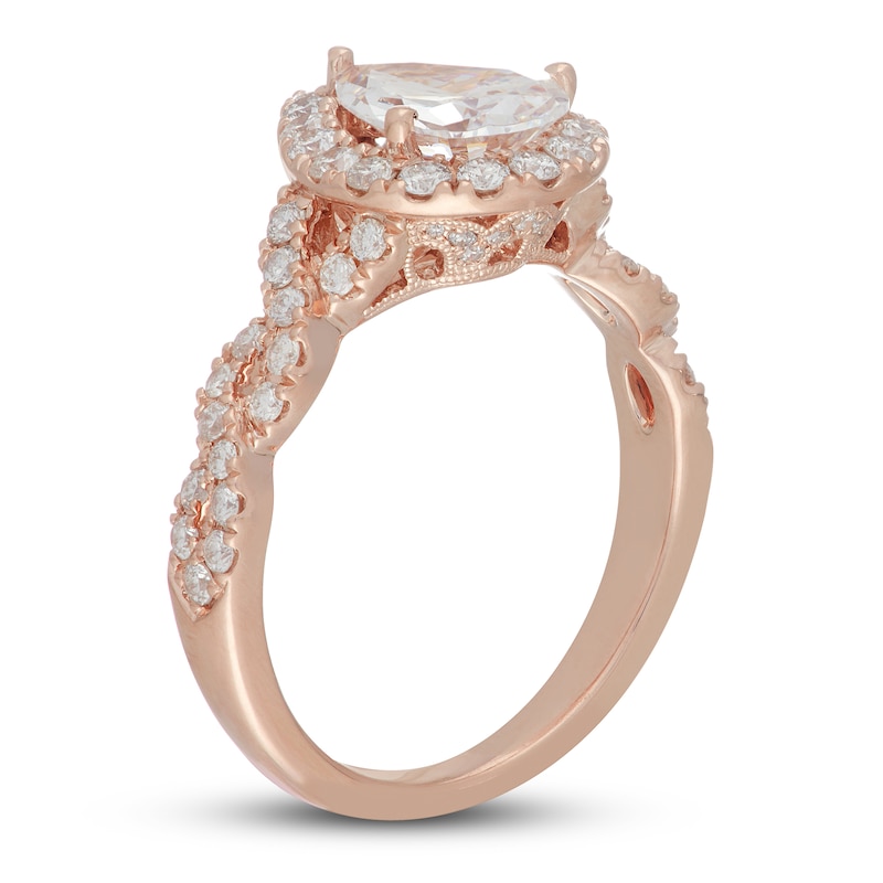 Neil Lane Diamond Engagement Ring 2-1/8 ct tw Pear/Round Rose Gold Plated