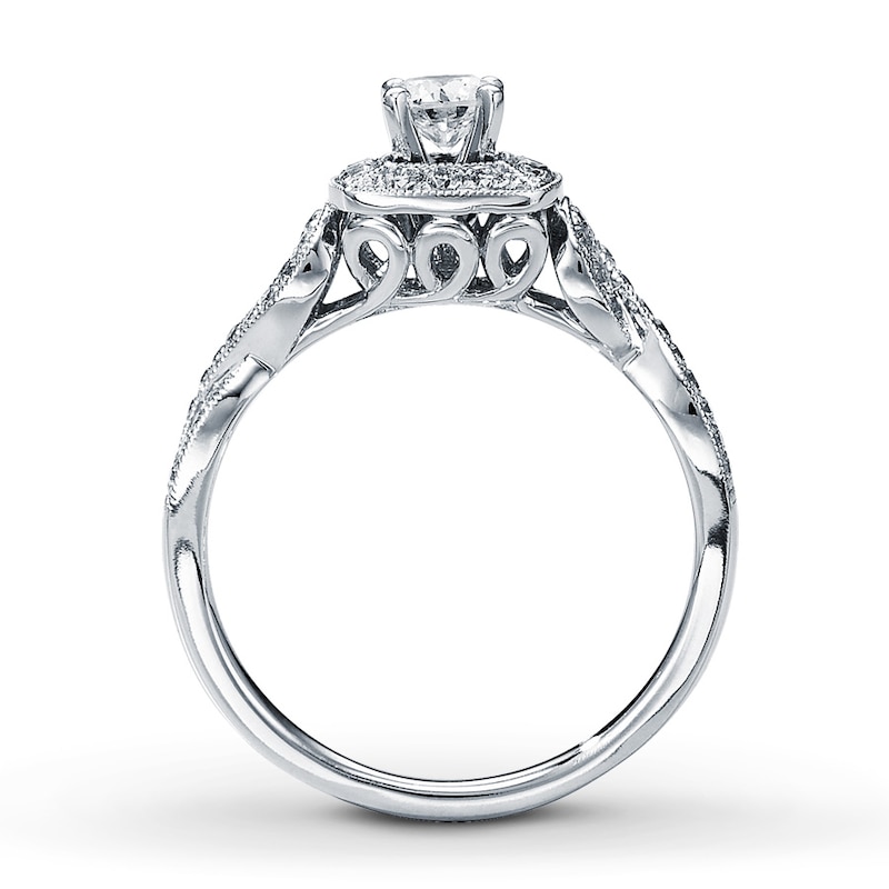Engagement Ring 5/8 ct tw Round-cut Diamonds White Gold Plated