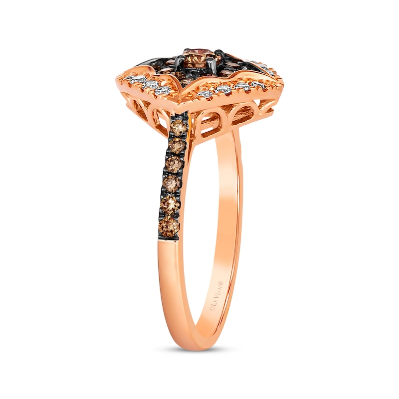 Le Vian Chocolate Diamond Ring 3/4 ct tw Strawberry Gold Plated