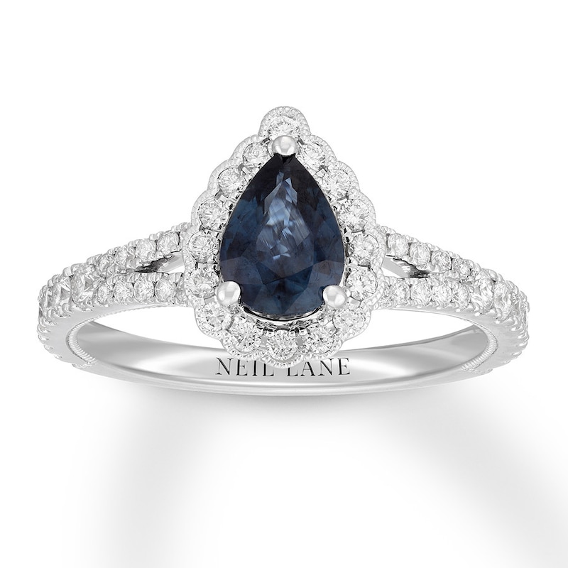 Neil Lane Sapphire Engagement Ring 1/2 ct tw Diamonds White Gold Plated