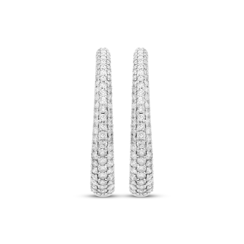 Diamond Tapered Pave Hoop Earrings 2 ct tw White Gold Plated