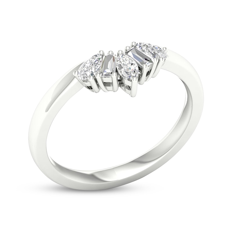 Marquise & Baguette-Cut Diamond Enhancer Ring 1/3 ct tw White Gold Plated