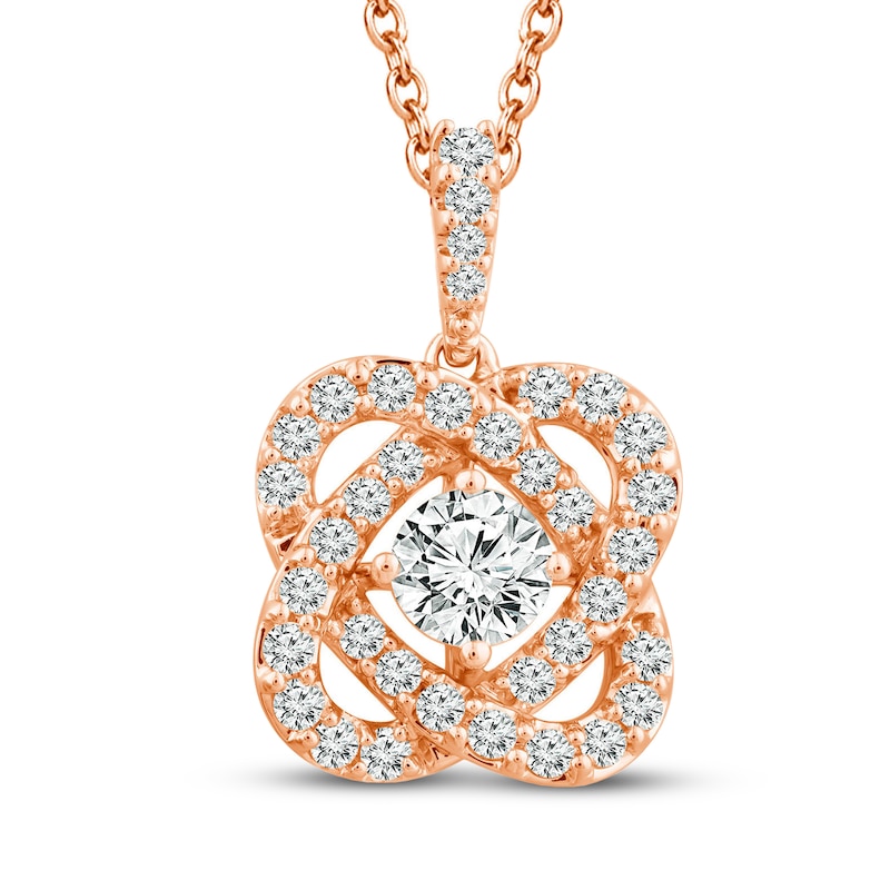 Center of Me Diamond Necklace 1-1/2 ct tw Rose Gold Plated 18"