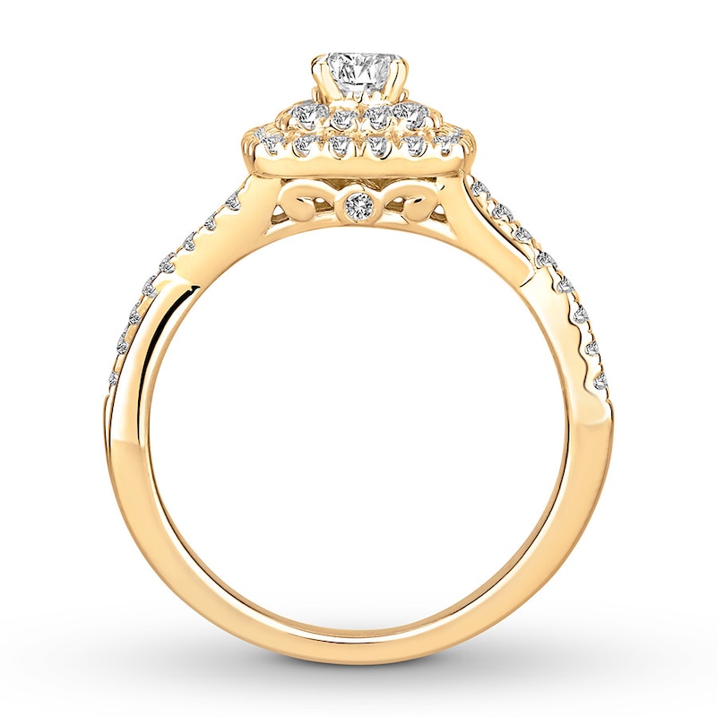 Diamond Engagement Ring 3/4 ct tw Round-cut Yellow Gold Plated
