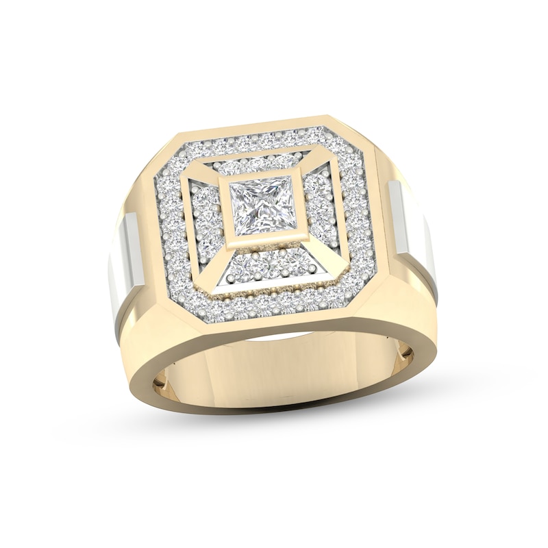 Men's Lab-Created Diamonds by Ring 1-1/2 ct tw Square & Round-cut Two-Tone Gold Plated