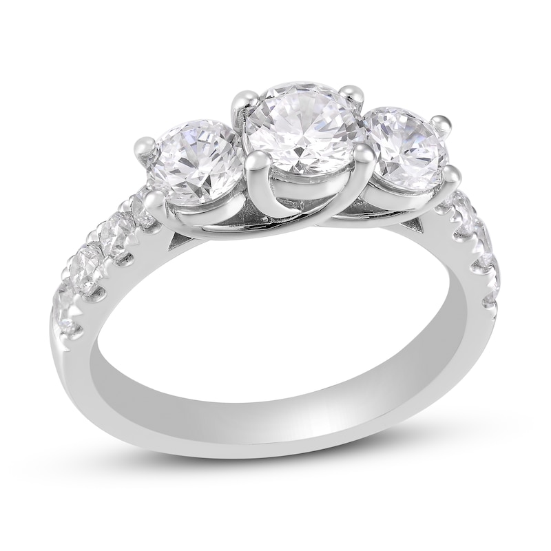 Three-Stone Diamond Engagement Ring 2 ct tw Round-cut White Gold Plated