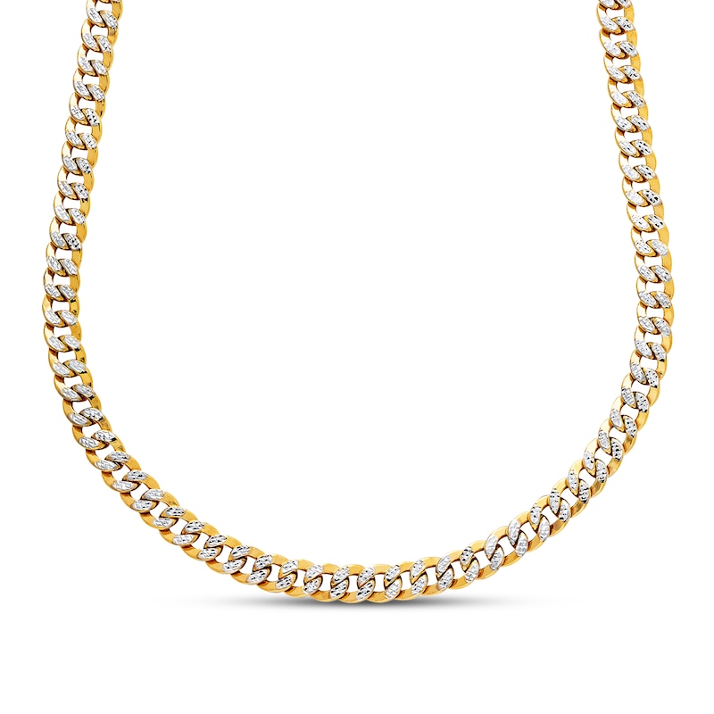 Semi-Solid Curb Link Necklace Two-Tone Gold Plated 22"