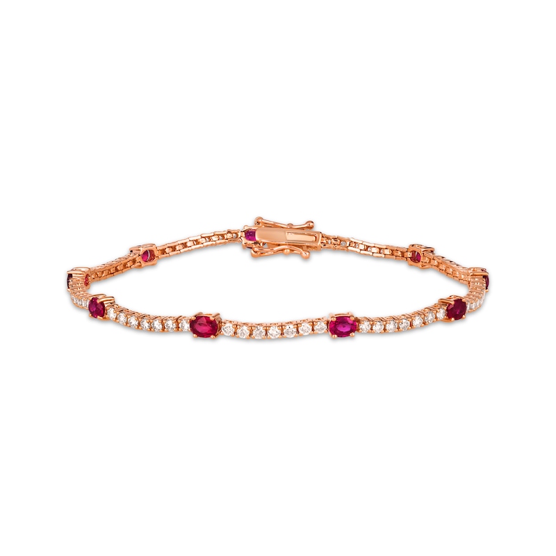 Le Vian Ruby Bracelet 1-5/8 ct tw Diamonds Strawberry Gold Plated 7.15"