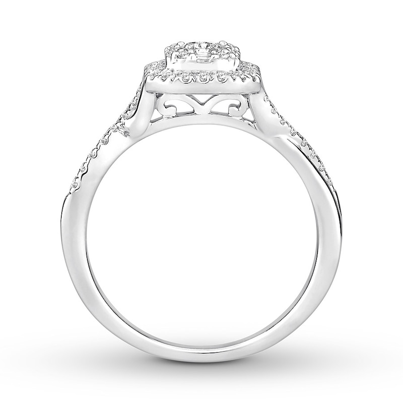 Diamond Engagement Ring 1/2 ct tw Princess-cut White Gold Plated