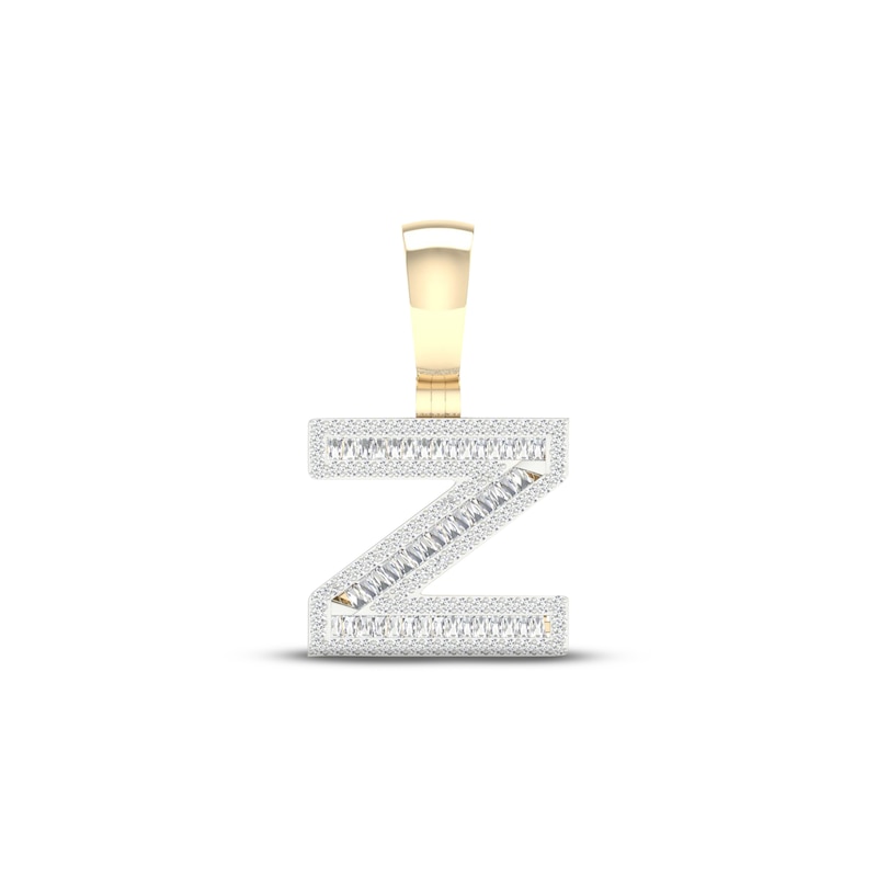 Diamond Z Initial Charm 5/8 ct tw Baguette & Round-cut Yellow Gold Plated