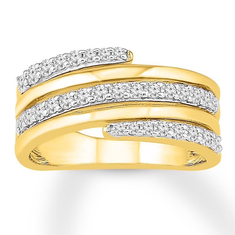 Diamond Ring 1/2 ct tw Round-cut Yellow Gold Plated