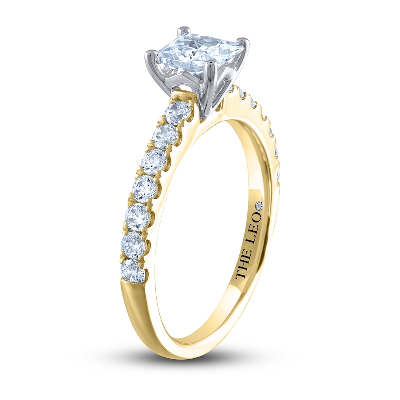 THE LEO Diamond Engagement Ring 1-3/8 ct tw Princess/Round Yellow Gold Plated
