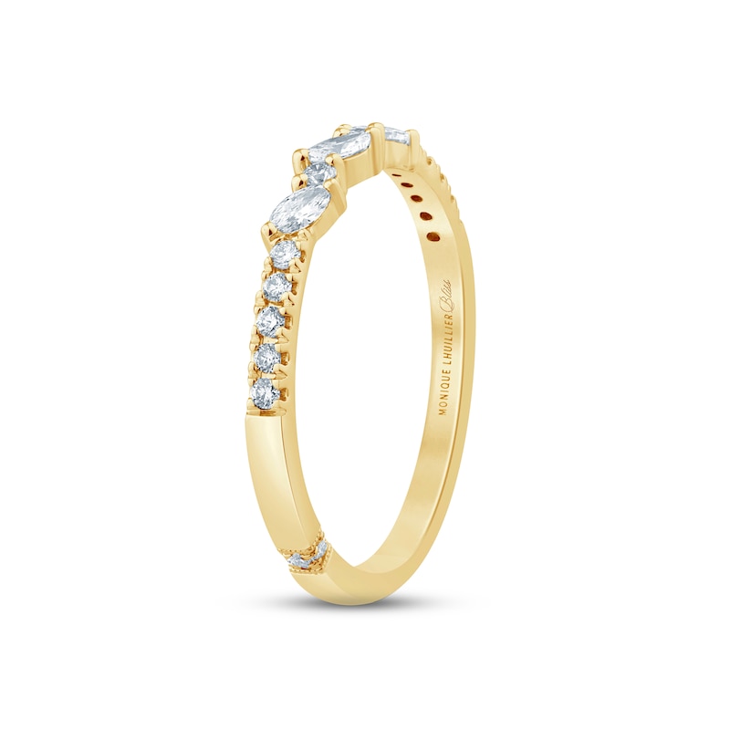 Monique Lhuillier Bliss Diamond Anniversary Band 1/4 ct tw Marquise & Round-cut Yellow Gold Plated