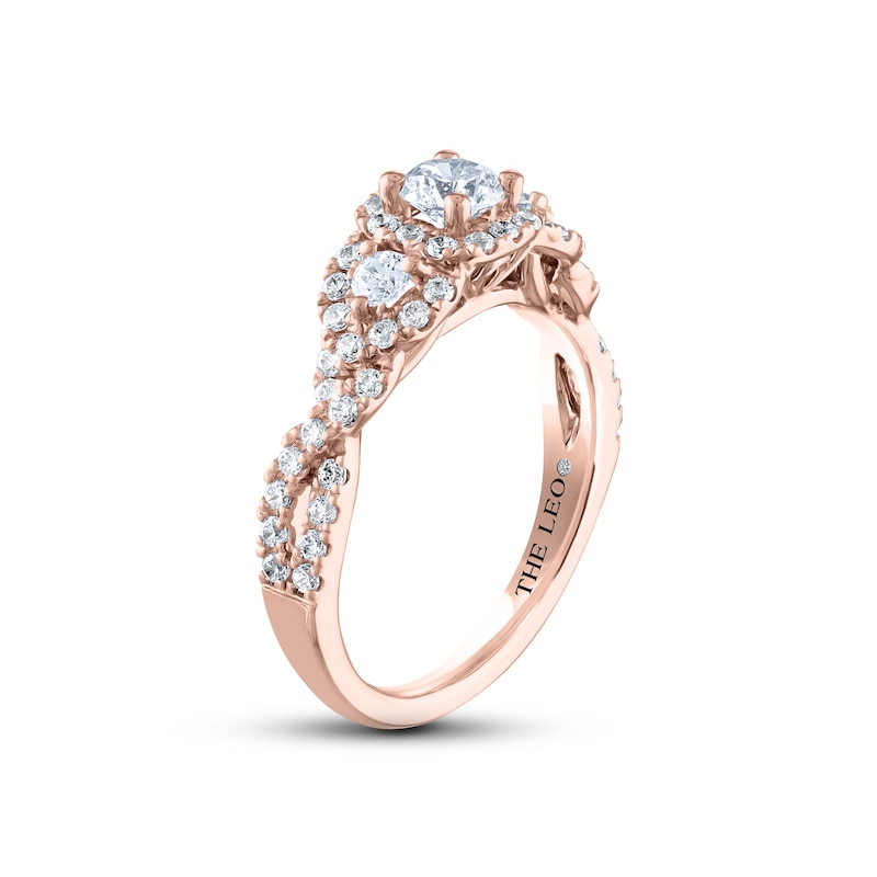 THE LEO Diamond Three-Stone Engagement Ring 1 ct tw Round-cut Rose Gold Plated