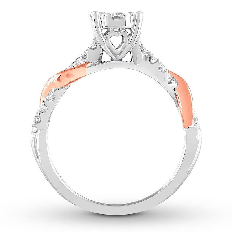 Diamond Engagement Ring 1/2 ct tw Round-cut Two-Tone Gold Plated