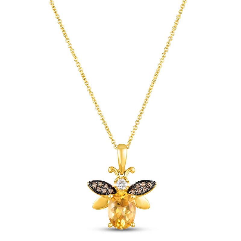 Le Vian Citrine Bee Necklace 1/10 ct tw Diamonds Honey Gold Plated 18"