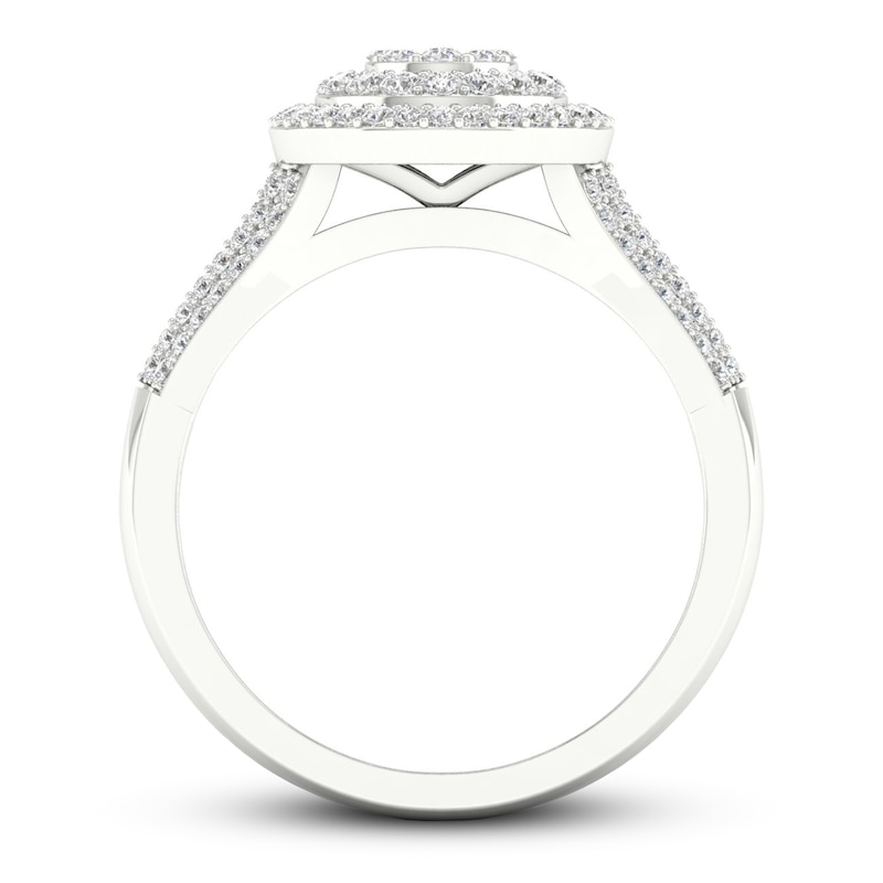 Diamond Engagement Ring 3/8 ct tw Round-cut White Gold Plated