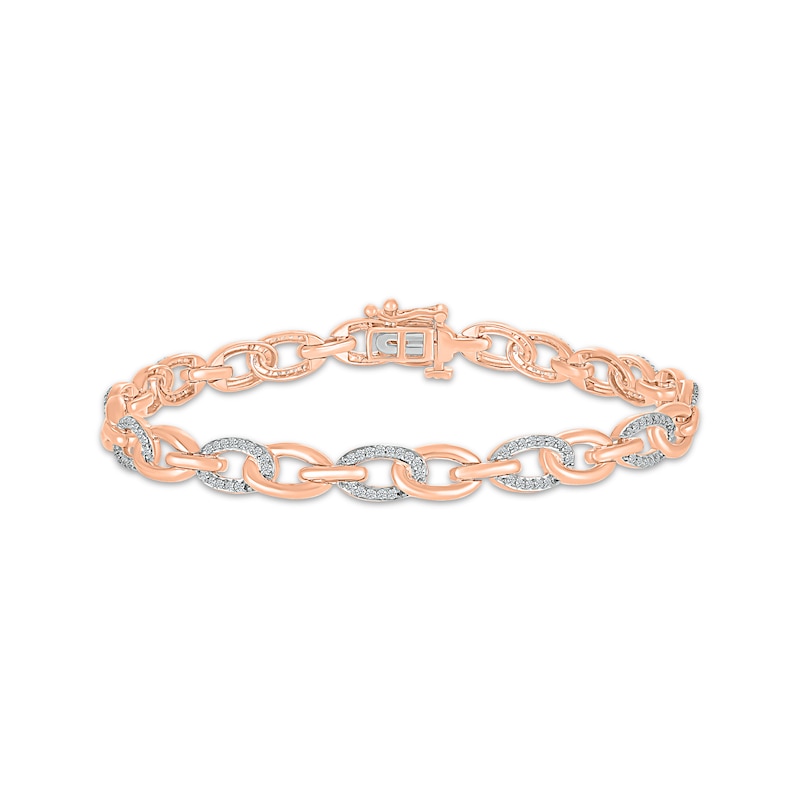 Diamond Link Bracelet 1/3 ct tw Rose Gold Plated 7.25"