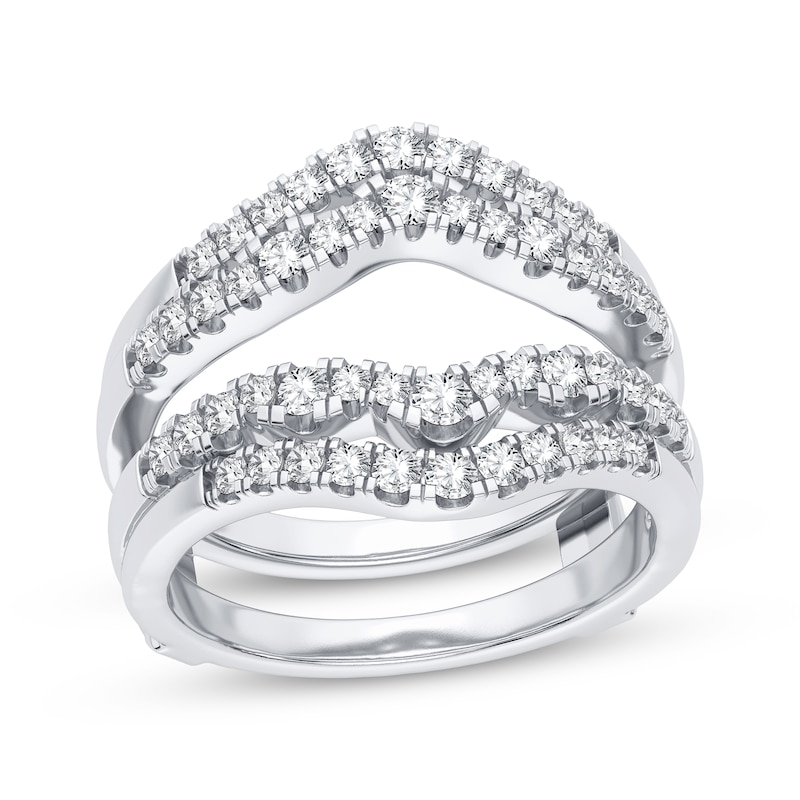 Diamond Double Row Enhancer Ring 5/8 ct tw Round-cut White Gold Plated