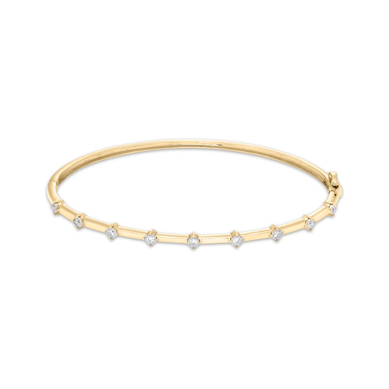 Diamond Station Bangle Bracelet 1/6 ct tw Yellow Gold Plated