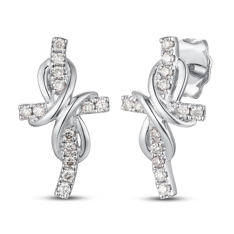 Le Vian Diamond Cross Earrings 1/5 ct tw Vanilla Gold Plated