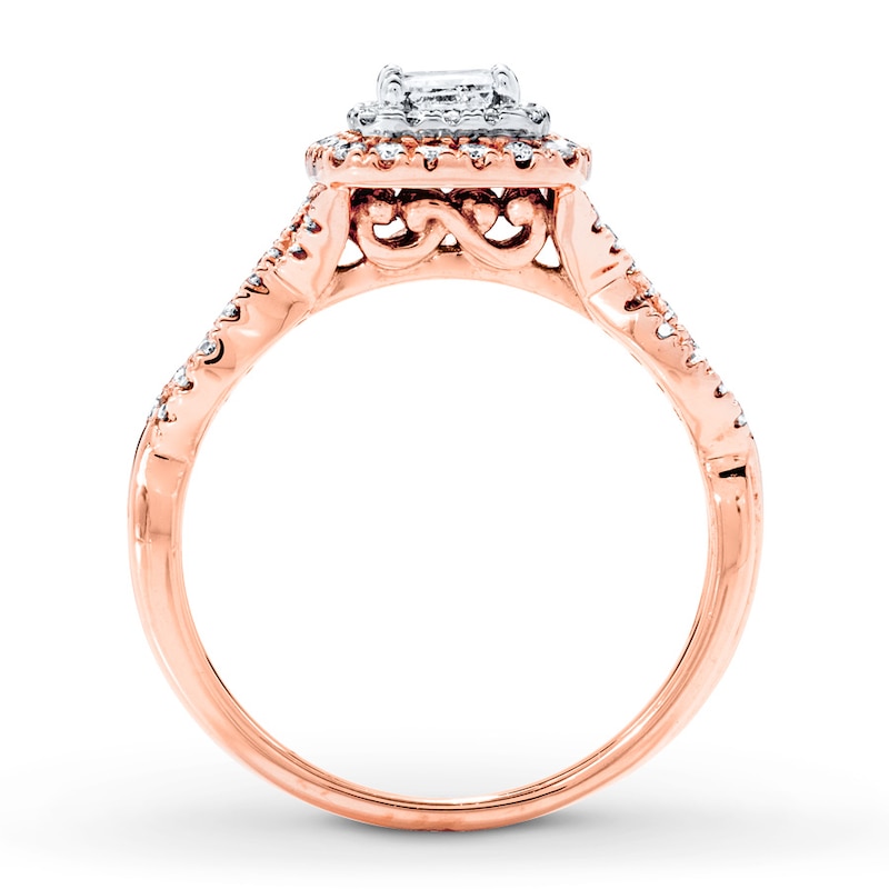 Diamond Engagement Ring 5/8 cttw Princess-cut Two-Tone Gold Plated