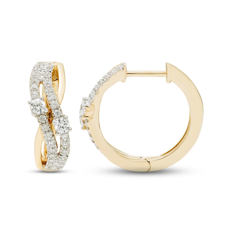 Diamond Swirl Hoop Earrings 1/2 ct tw Round-cut Yellow Gold Plated