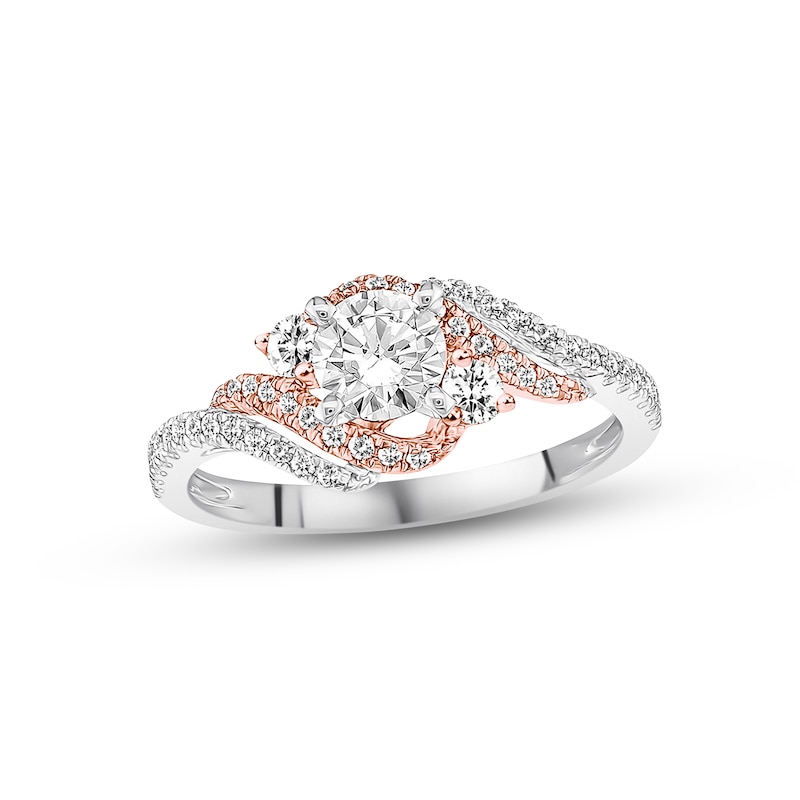 Diamond Engagement Ring 3/4 ct tw Round-cut Two-Tone Gold Plated