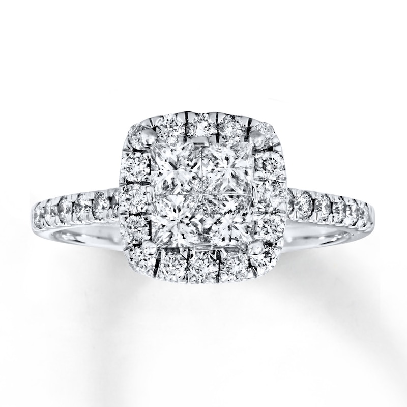 Diamond Engagement Ring 1 ct tw Princess-Cut White Gold Plated
