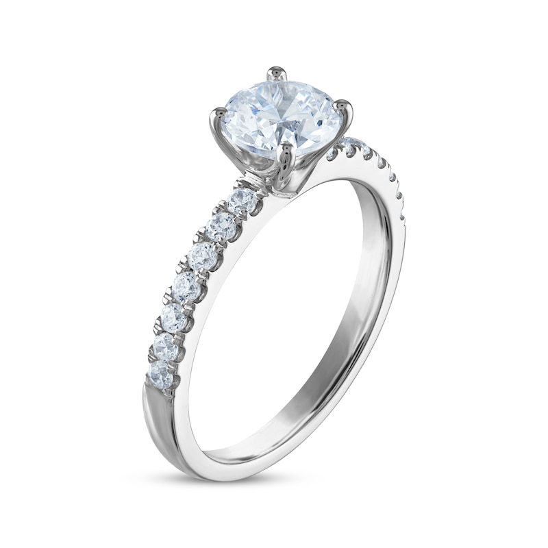 Certified Round-Cut Diamond Engagement Ring 1-1/4 ct tw White Gold Plated