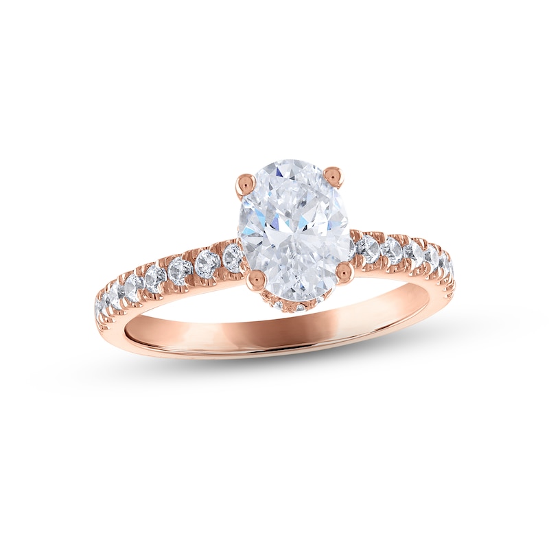 Diamond Engagement Ring 1-1/3 ct tw Oval & Round-cut Rose Gold Plated