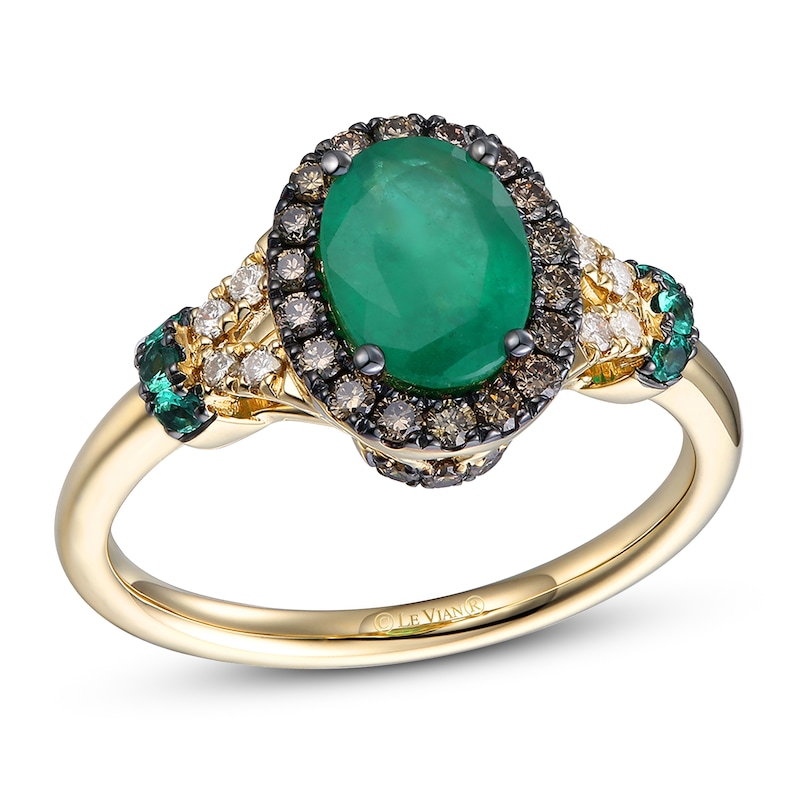 Le Vian Emerald Ring 1/3 ct tw Diamonds Honey Gold Plated