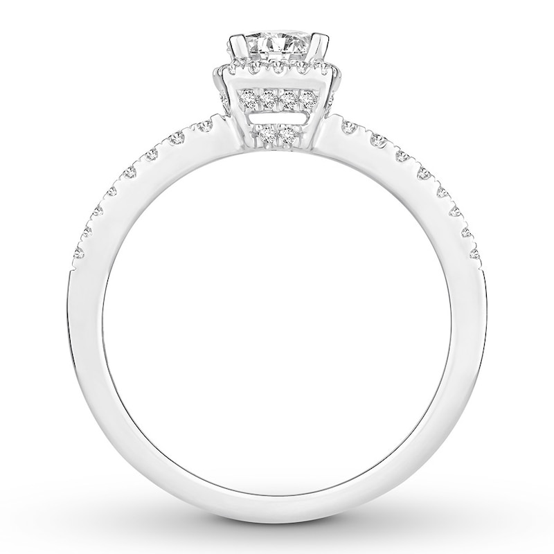 Diamond Engagement Ring 5/8 ct tw Round-cut White Gold Plated