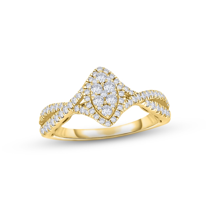 Multi-Diamond Engagement Ring 1/2 ct tw Round-cut Yellow Gold Plated