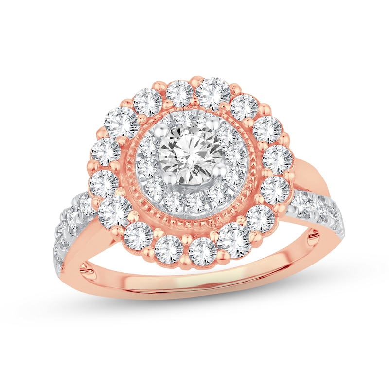 Diamond Engagement Ring 1-1/2 ct tw Round-cut Rose Gold Plated