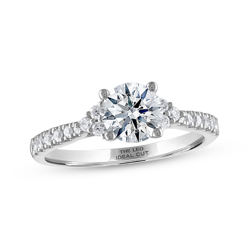 THE LEO Ideal Cut Diamond Engagement Ring 1-1/5 ct tw White Gold Plated