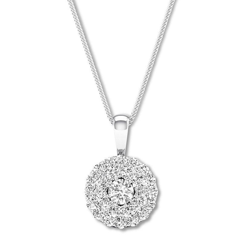 Diamond Necklace 1 ct tw Round-cut White Gold Plated 18"